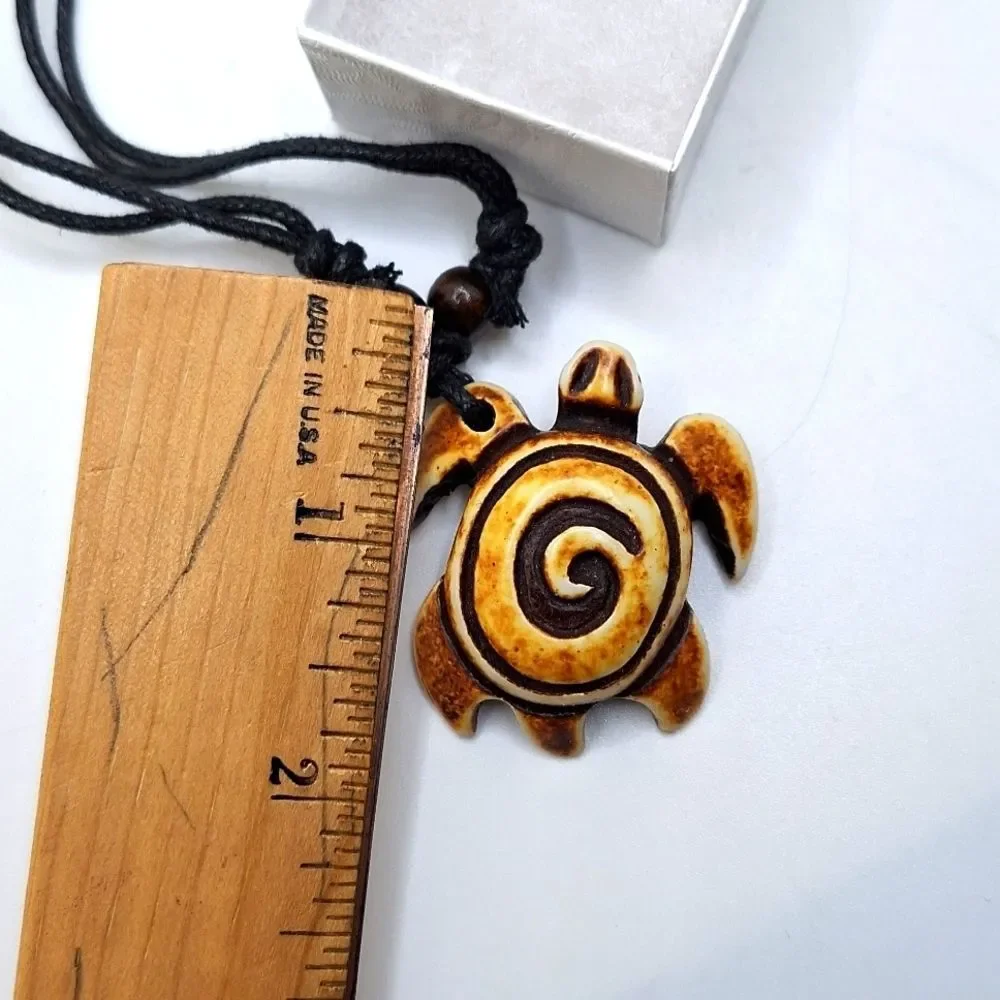Hawaiian Turtle Pendant tribal Necklace Adjustable Rope Surfer